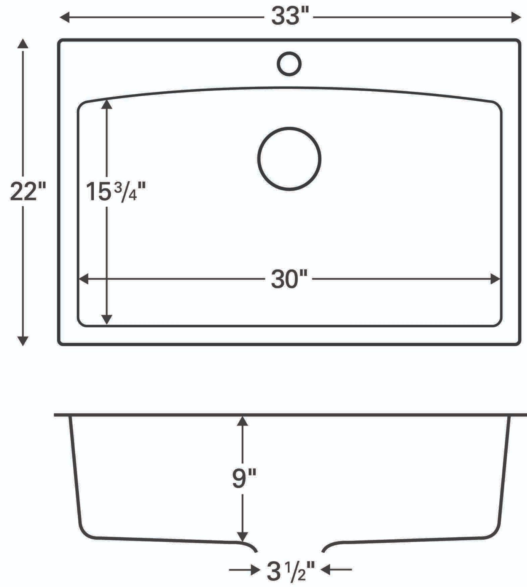 Karran 33" Drop In/Topmount Quartz Composite Kitchen Sink, White, QT-712-WH-PK1