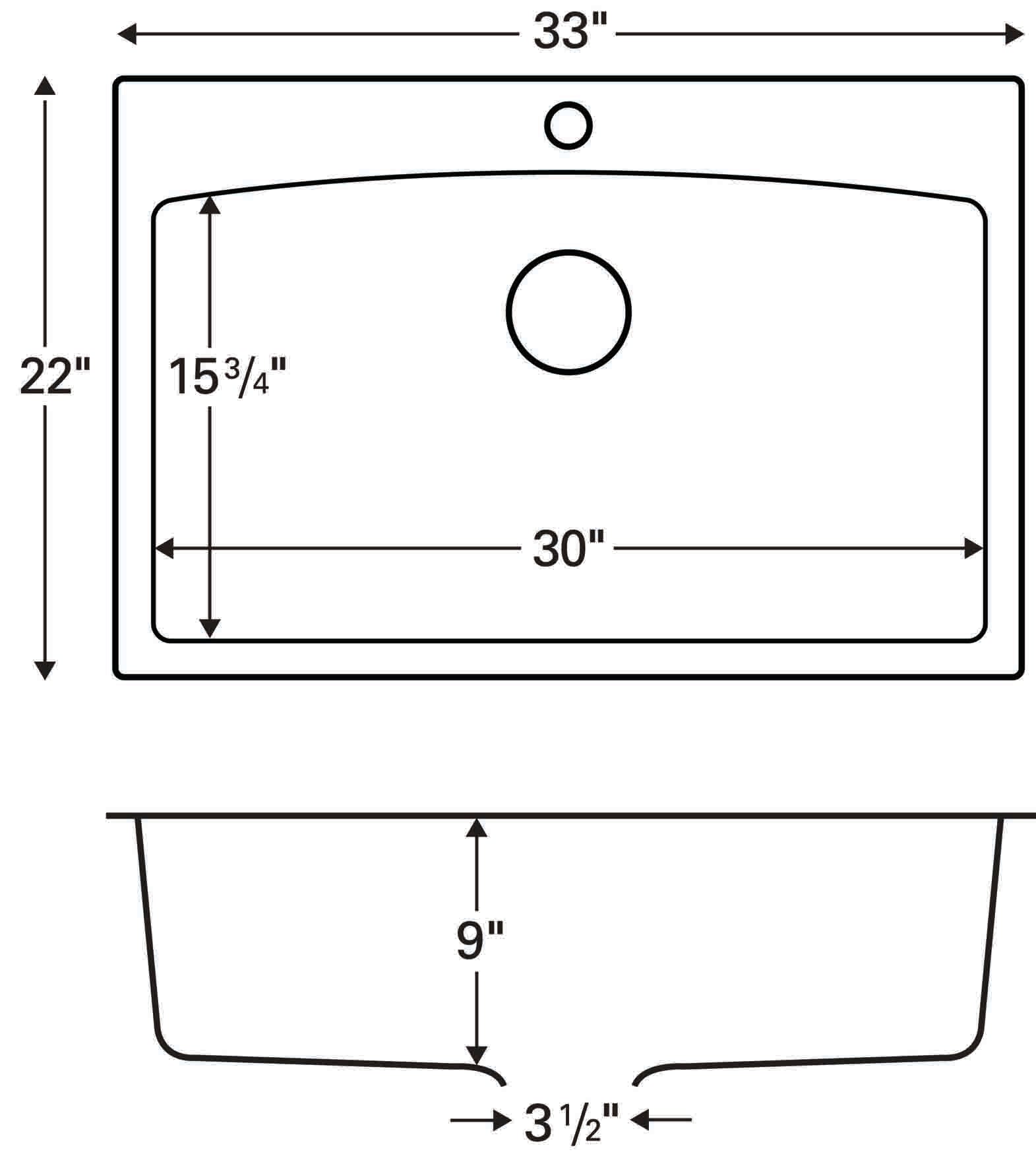 Karran QT-712 Quartz/Granite 33 in. Single Bowl Top Mount Drop-In