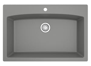 Alternate Image for Karran 33" Drop In/Topmount Quartz Composite Kitchen Sink, Grey, QT-712-GR