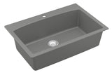Karran 33" Drop In/Topmount Quartz Composite Kitchen Sink, Grey, QT-712-GR