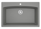 Karran 33" Drop In/Topmount Quartz Composite Kitchen Sink, Grey, QT-712-GR-PK1
