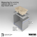 Karran 34" Drop In/Topmount Quartz Composite Kitchen Sink with Accessories, 50/50 Double Bowl, Bisque, QT-720-BI-PK1