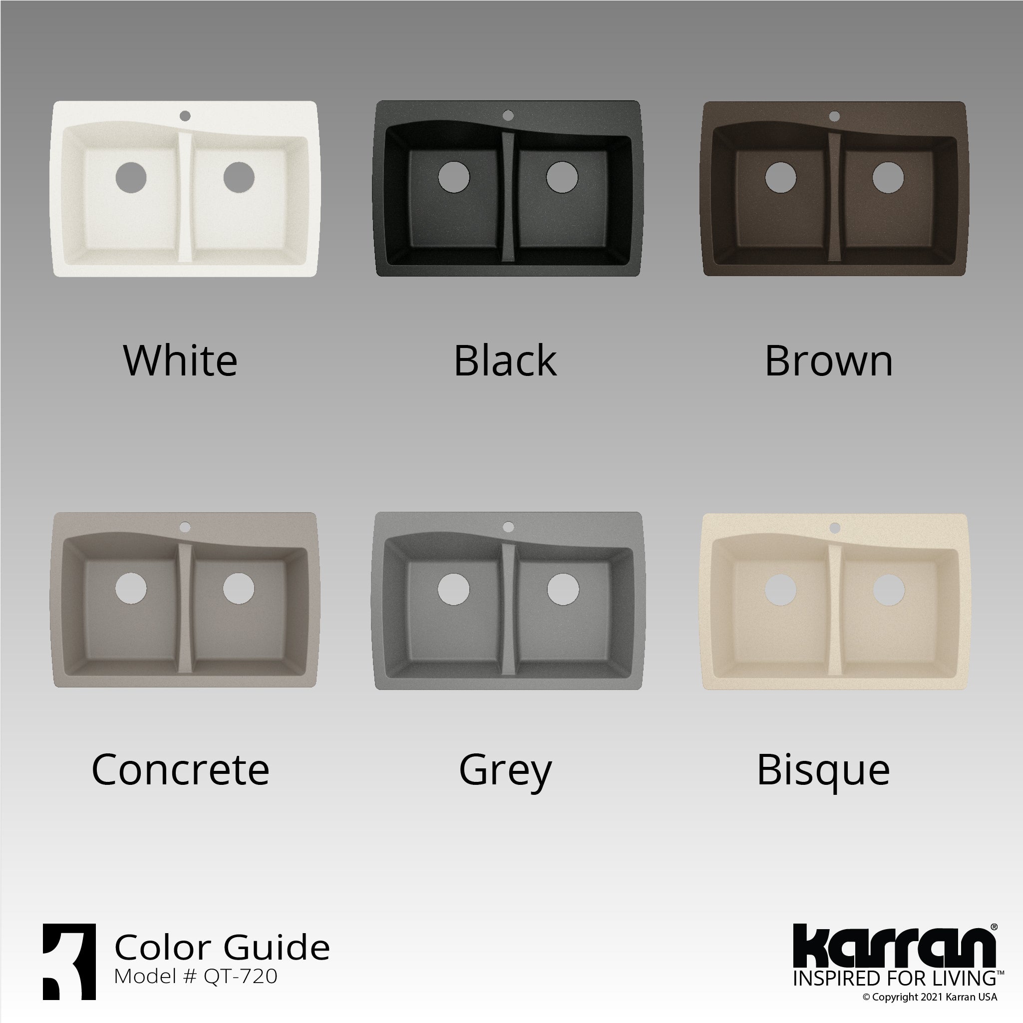 Karran 34" Drop In/Topmount Quartz Composite Kitchen Sink with Accessories, 50/50 Double Bowl, Black, QT-720-BL-PK1