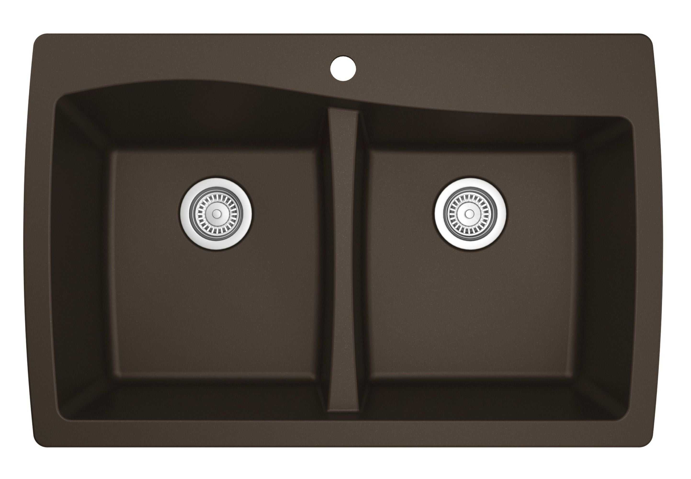 Karran 34" Drop In/Topmount Quartz Composite Kitchen Sink with Accessories, 50/50 Double Bowl, Brown, QT-720-BR-PK1
