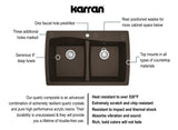 Karran 34" Drop In/Topmount Quartz Composite Kitchen Sink, 50/50 Double Bowl, Brown, QT-720-BR