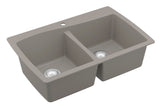 Karran 34" Drop In/Topmount Quartz Composite Kitchen Sink with Accessories, 50/50 Double Bowl, Concrete, QT-720-CN-PK1