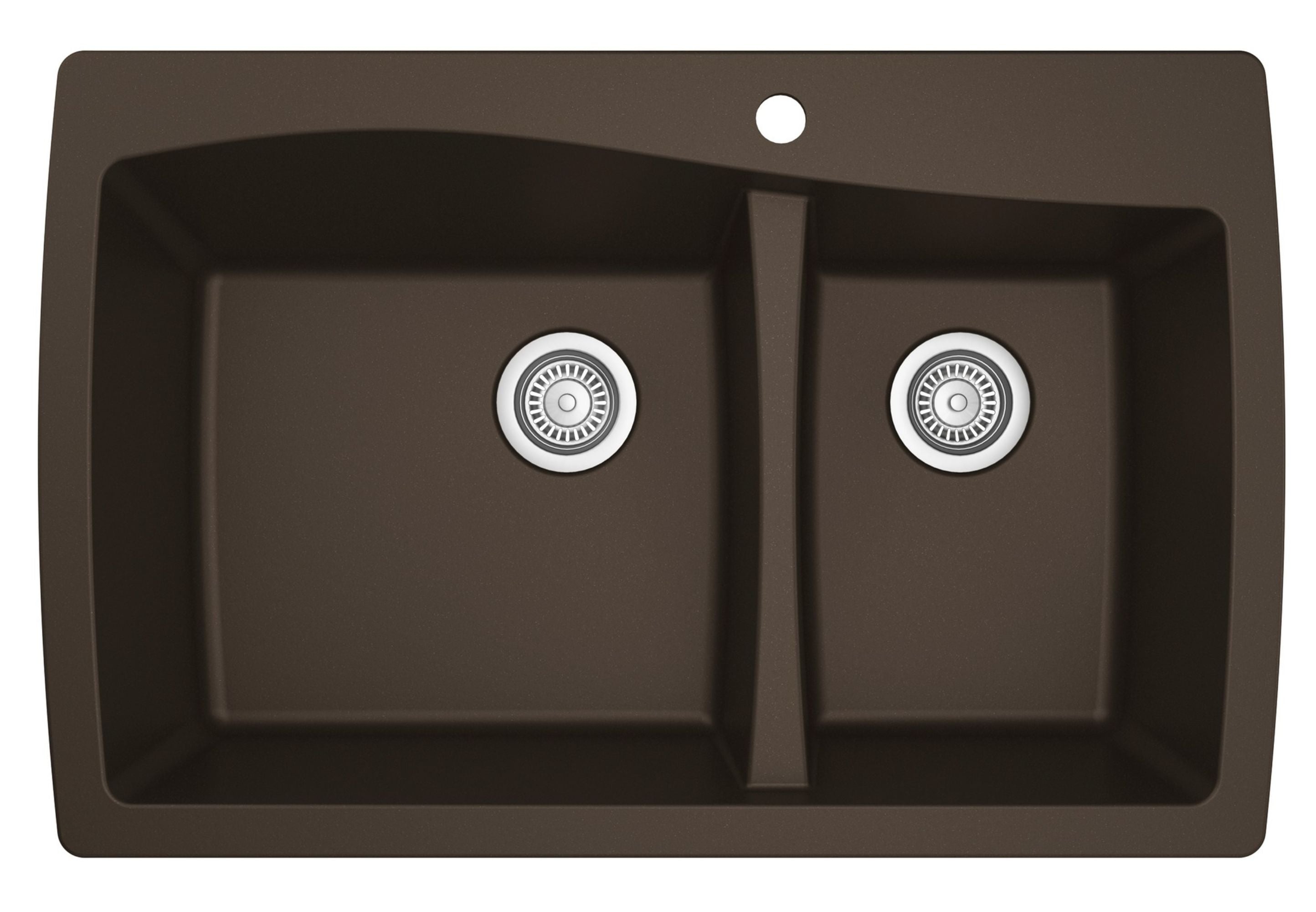 Karran 34" Drop In/Topmount Quartz Composite Kitchen Sink with Accessories, 60/40 Double Bowl, Brown, QT-721-BR-PK1