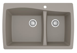 Alternate Image for Karran 34" Drop In/Topmount Quartz Composite Kitchen Sink, 60/40 Double Bowl, Concrete, QT-721-CN