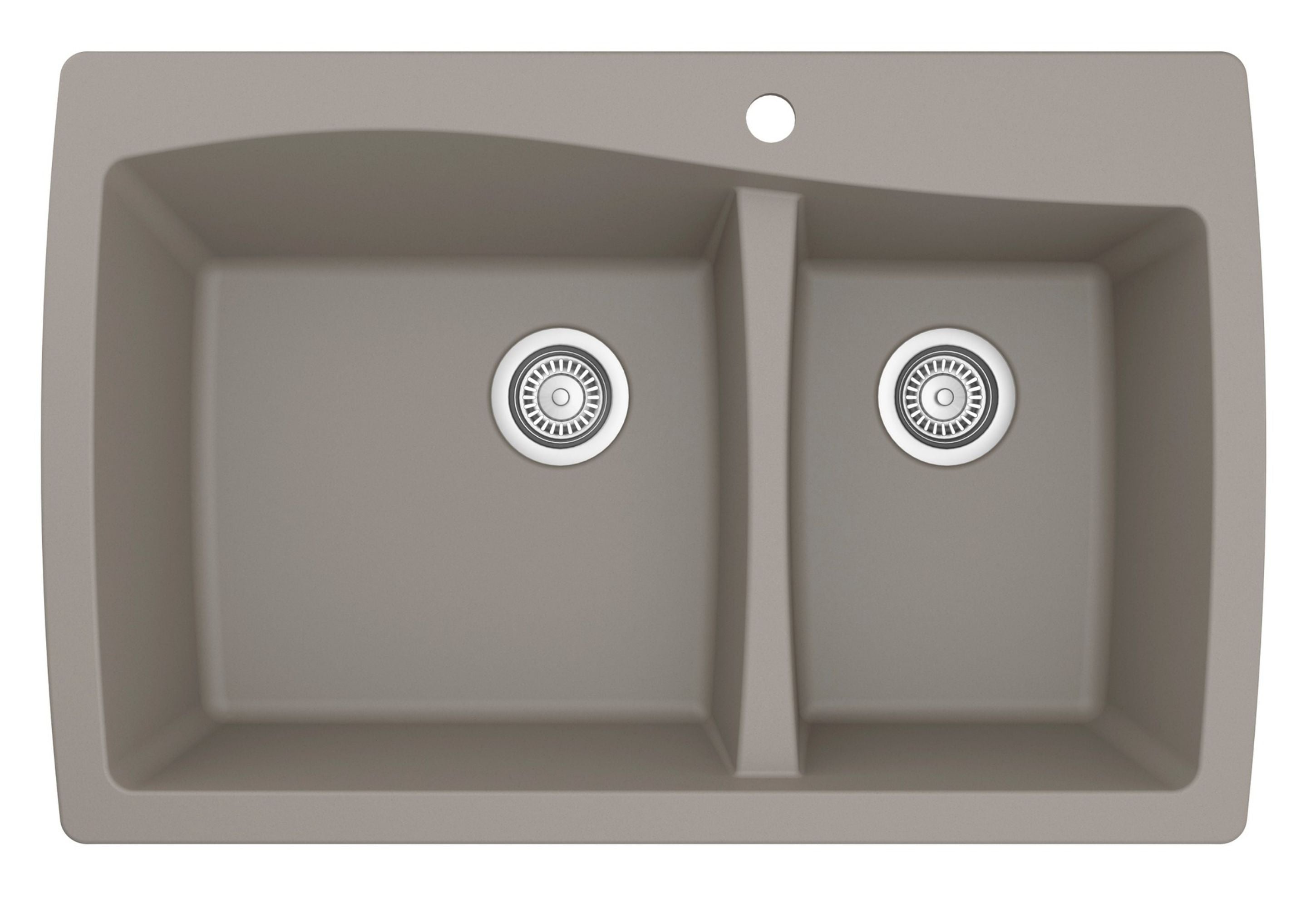 Karran 34" Drop In/Topmount Quartz Composite Kitchen Sink with Accessories, 60/40 Double Bowl, Concrete, QT-721-CN-PK1
