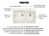 Karran 34" Drop In/Topmount Quartz Composite Kitchen Sink, 60/40 Double Bowl, White, QT-721-WH