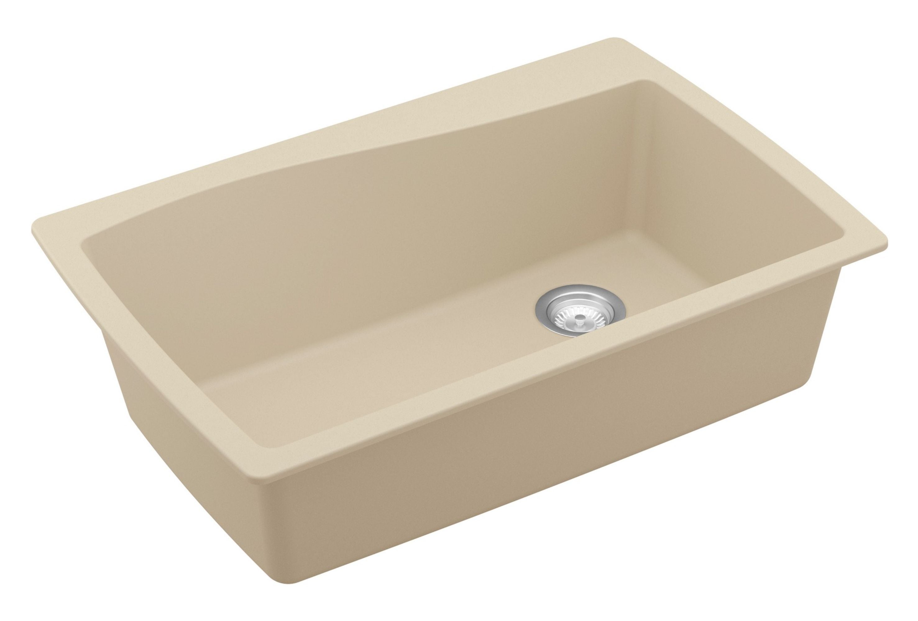 Karran 34" Drop In/Topmount Quartz Composite Kitchen Sink with Accessories, Bisque, QT-722-BI-PK1