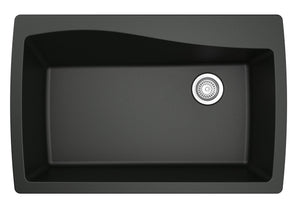 Alternate Image for Karran 34" Drop In/Topmount Quartz Composite Kitchen Sink, Black, QT-722-BL