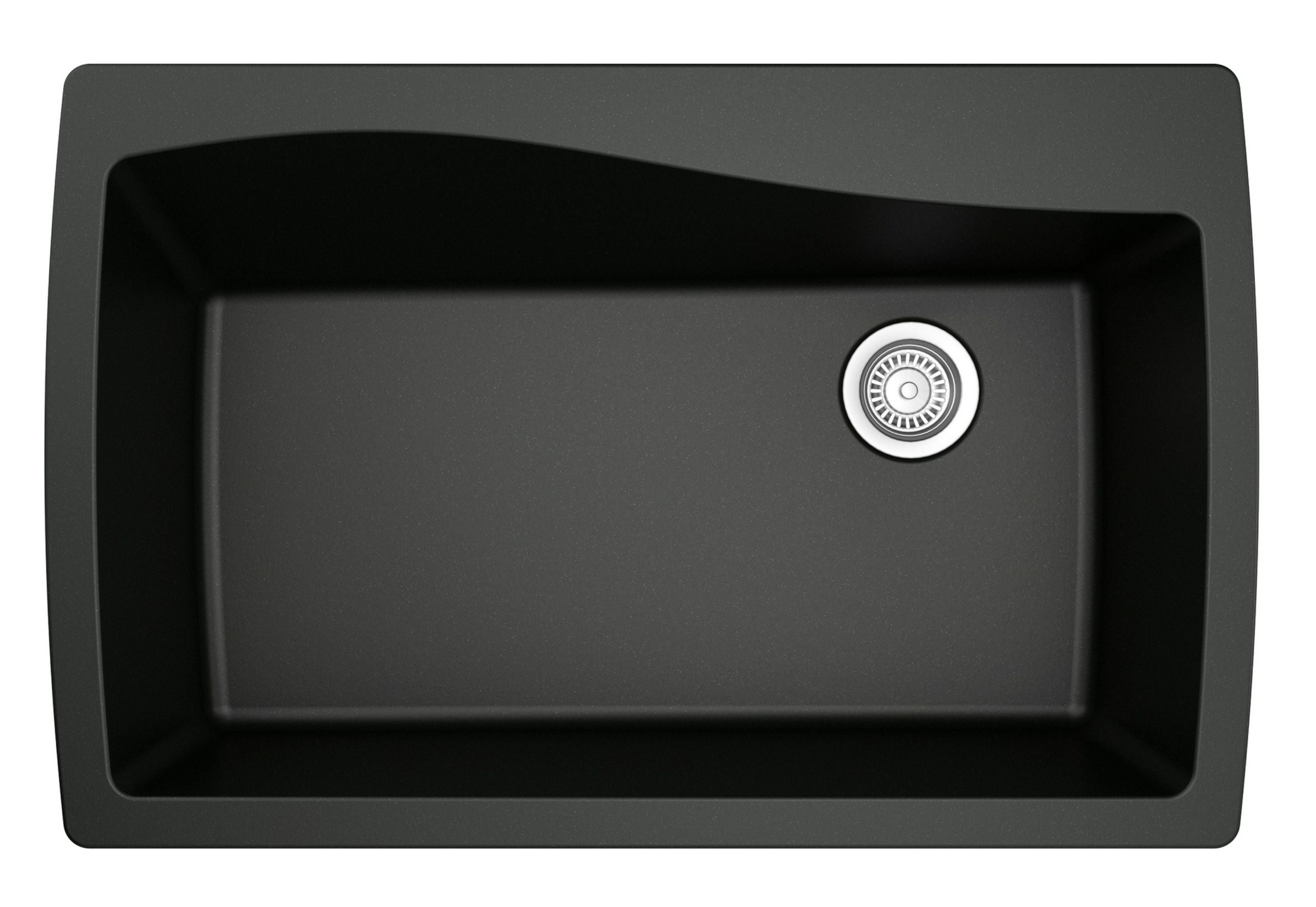 Karran 34" Drop In/Topmount Quartz Composite Kitchen Sink with Accessories, Black, QT-722-BL-PK1