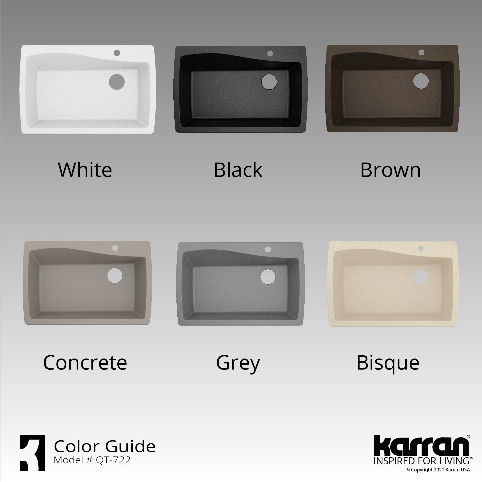 Karran 34" Drop In/Topmount Quartz Composite Kitchen Sink with Accessories, Brown, QT-722-BR-PK1