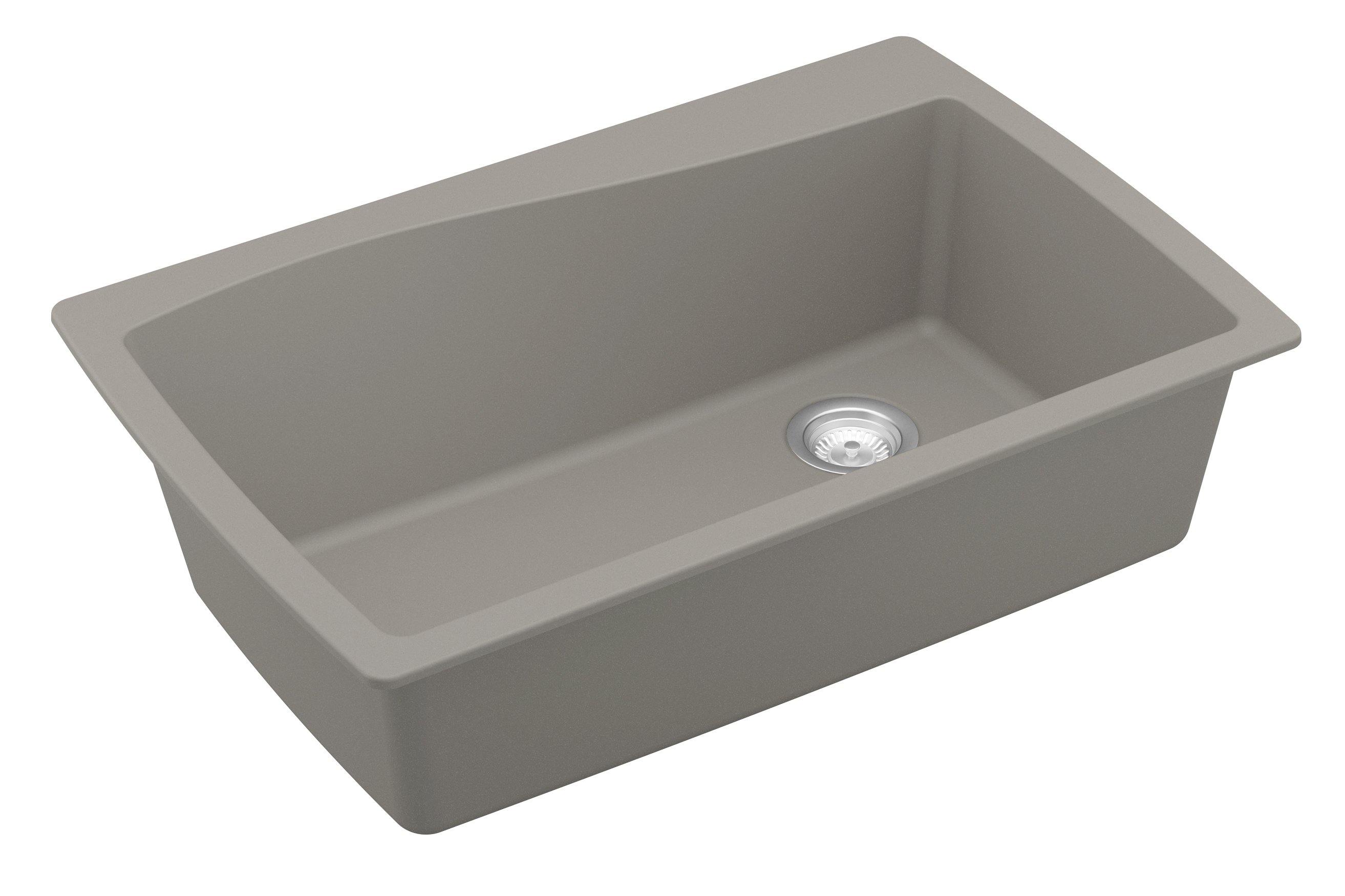 Karran 34" Drop In/Topmount Quartz Composite Kitchen Sink, Concrete, QT-722-CN