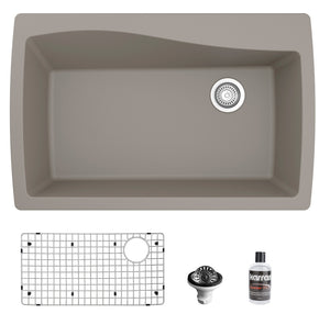 Alternate Image for Karran 34" Drop In/Topmount Quartz Composite Kitchen Sink with Accessories, Concrete, QT-722-CN-PK1