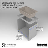 Karran 34" Drop In/Topmount Quartz Composite Kitchen Sink with Accessories, Concrete, QT-722-CN-PK1