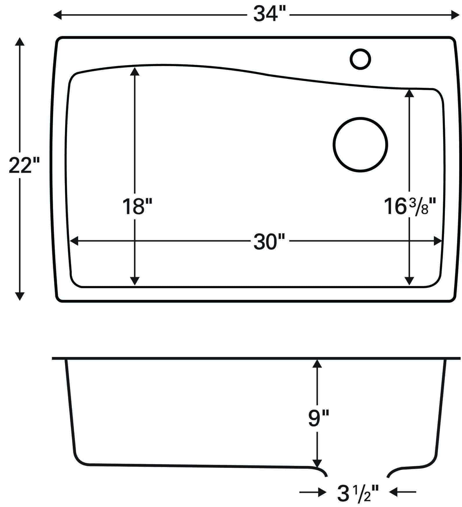 Karran 34" Drop In/Topmount Quartz Composite Kitchen Sink, Grey, QT-722-GR