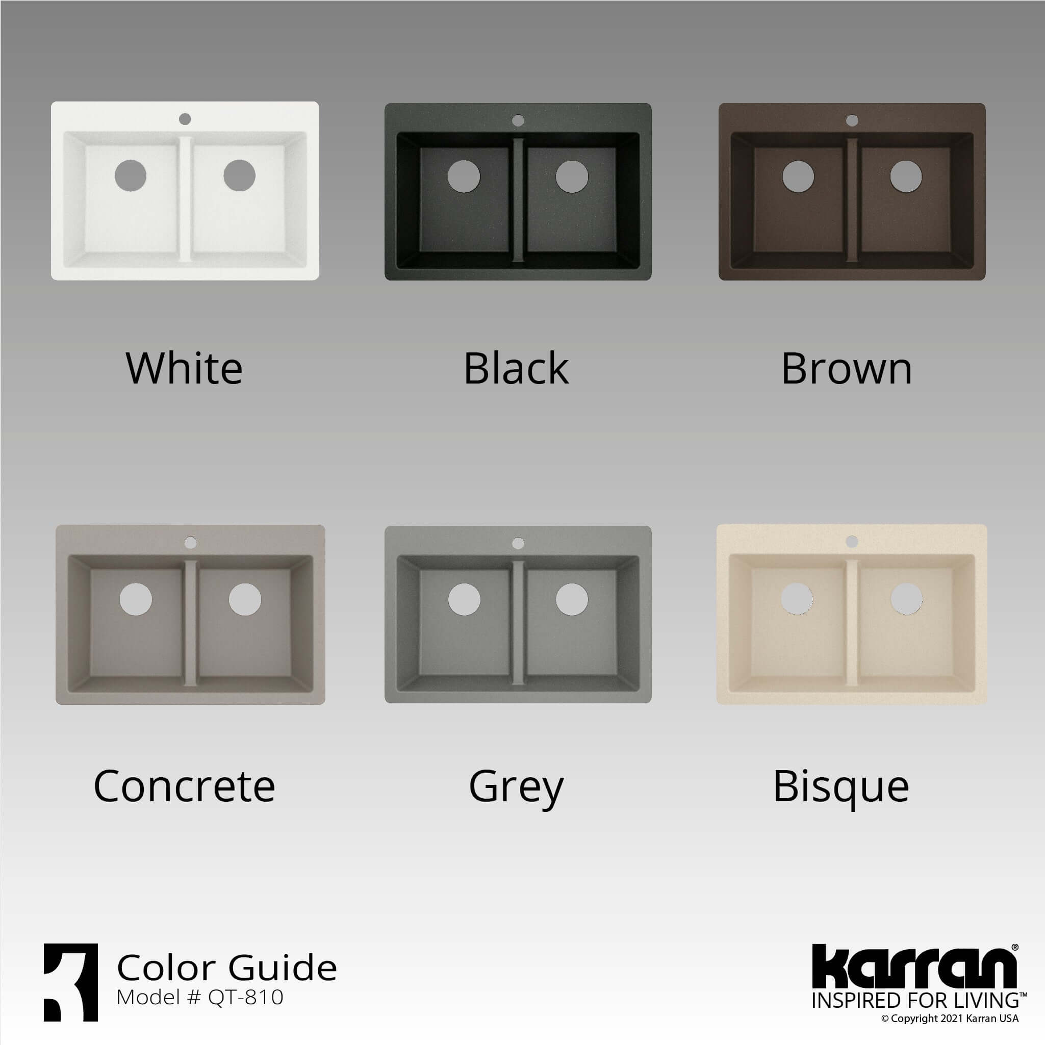Karran 33" Drop In/Topmount Quartz Composite Kitchen Sink with Accessories, 50/50 Double Bowl, Black, QT-810-BL-PK1