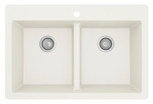 Alternate Image for Karran 33" Drop In/Topmount Quartz Composite Kitchen Sink, 50/50 Double Bowl, White, QT-810-WH