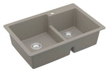 Karran 33" Drop In/Topmount Quartz Composite Kitchen Sink with Accessories, 60/40 Double Bowl, Concrete, QT-811-CN-PK1