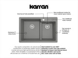 Karran 33" Drop In/Topmount Quartz Composite Kitchen Sink, 60/40 Double Bowl, Grey, QT-811-GR