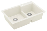 Karran 33" Drop In/Topmount Quartz Composite Kitchen Sink, 60/40 Double Bowl, White, QT-811-WH