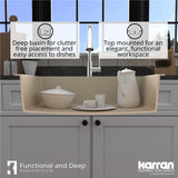 Karran 33" Drop In/Topmount Quartz Composite Kitchen Sink with Accessories, Bisque, QT-812-BI-PK1
