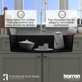 Karran 33" Drop In/Topmount Quartz Composite Kitchen Sink with Accessories, Black, QT-812-BL-PK1