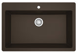 Karran 33" Drop In/Topmount Quartz Composite Kitchen Sink with Accessories, Brown, QT-812-BR-PK1