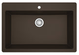 Karran 33" Drop In/Topmount Quartz Composite Kitchen Sink, Brown, QT-812-BR