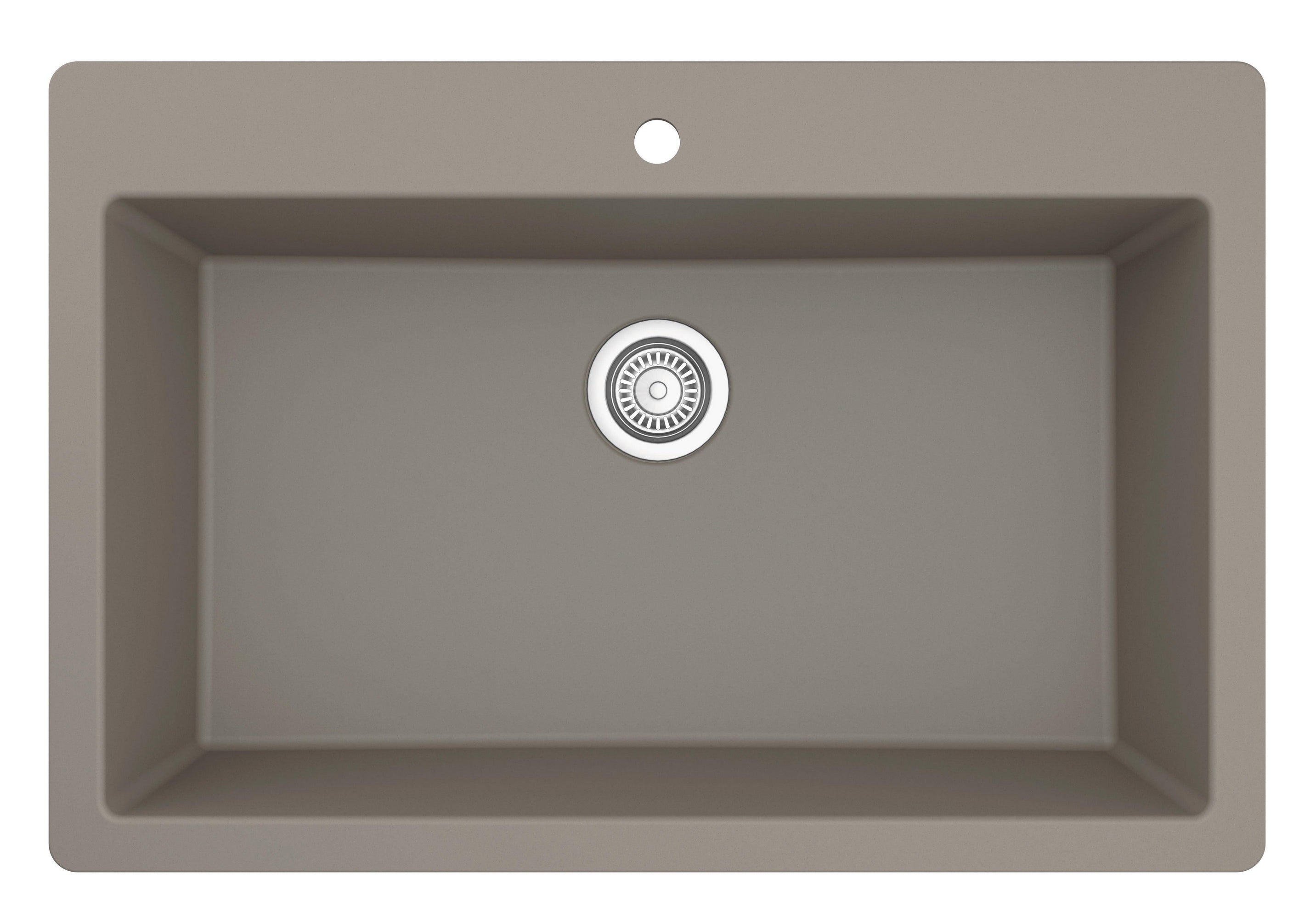 Karran 33" Drop In/Topmount Quartz Composite Kitchen Sink with Accessories, Concrete, QT-812-CN-PK1