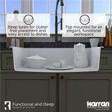 Karran 33" Drop In/Topmount Quartz Composite Kitchen Sink, White, QT-812-WH