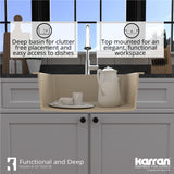Karran 25" Drop In/Topmount Quartz Composite Kitchen Sink, Bisque, QT-820-BI