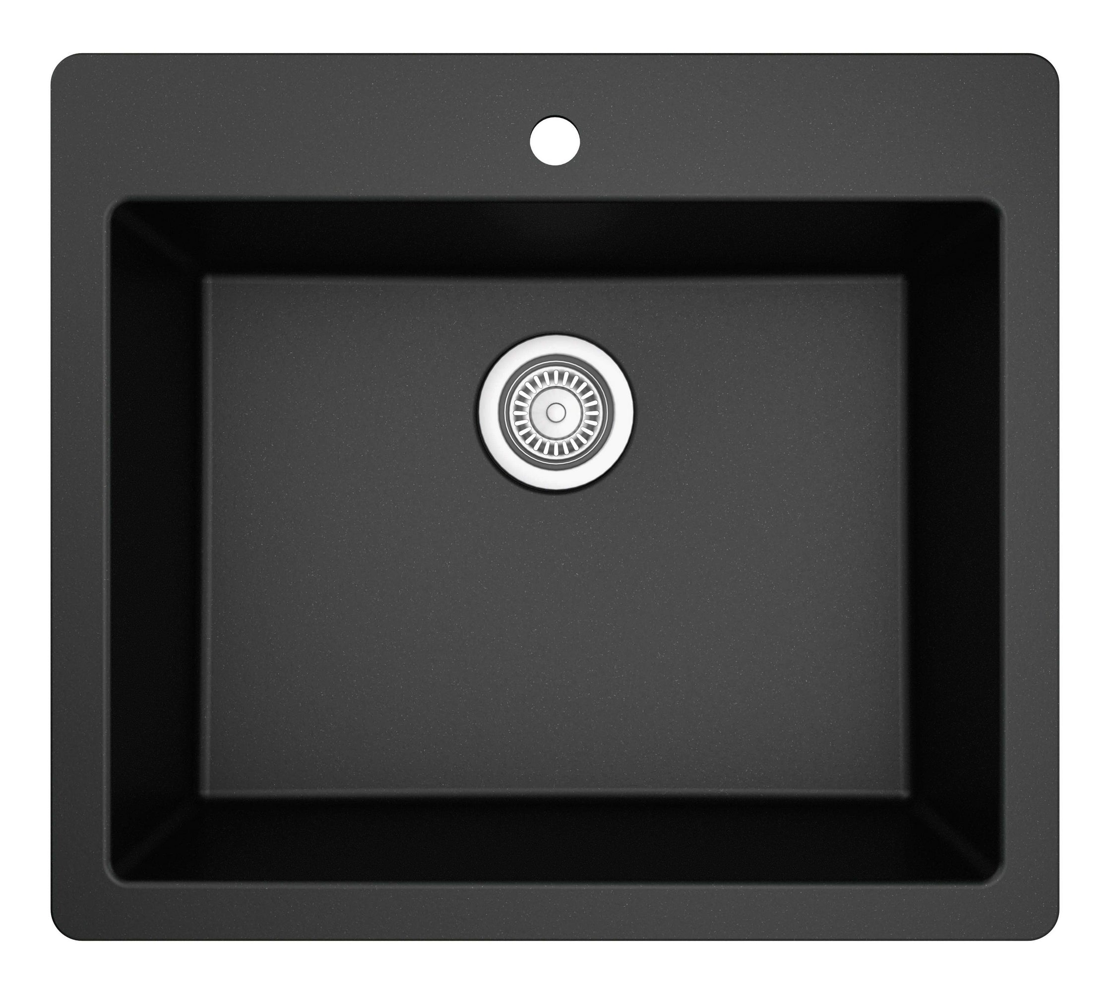 Karran 25" Drop In/Topmount Quartz Composite Kitchen Sink with Accessories, Black, QT-820-BL-PK1