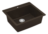 Karran 25" Drop In/Topmount Quartz Composite Kitchen Sink, Brown, QT-820-BR