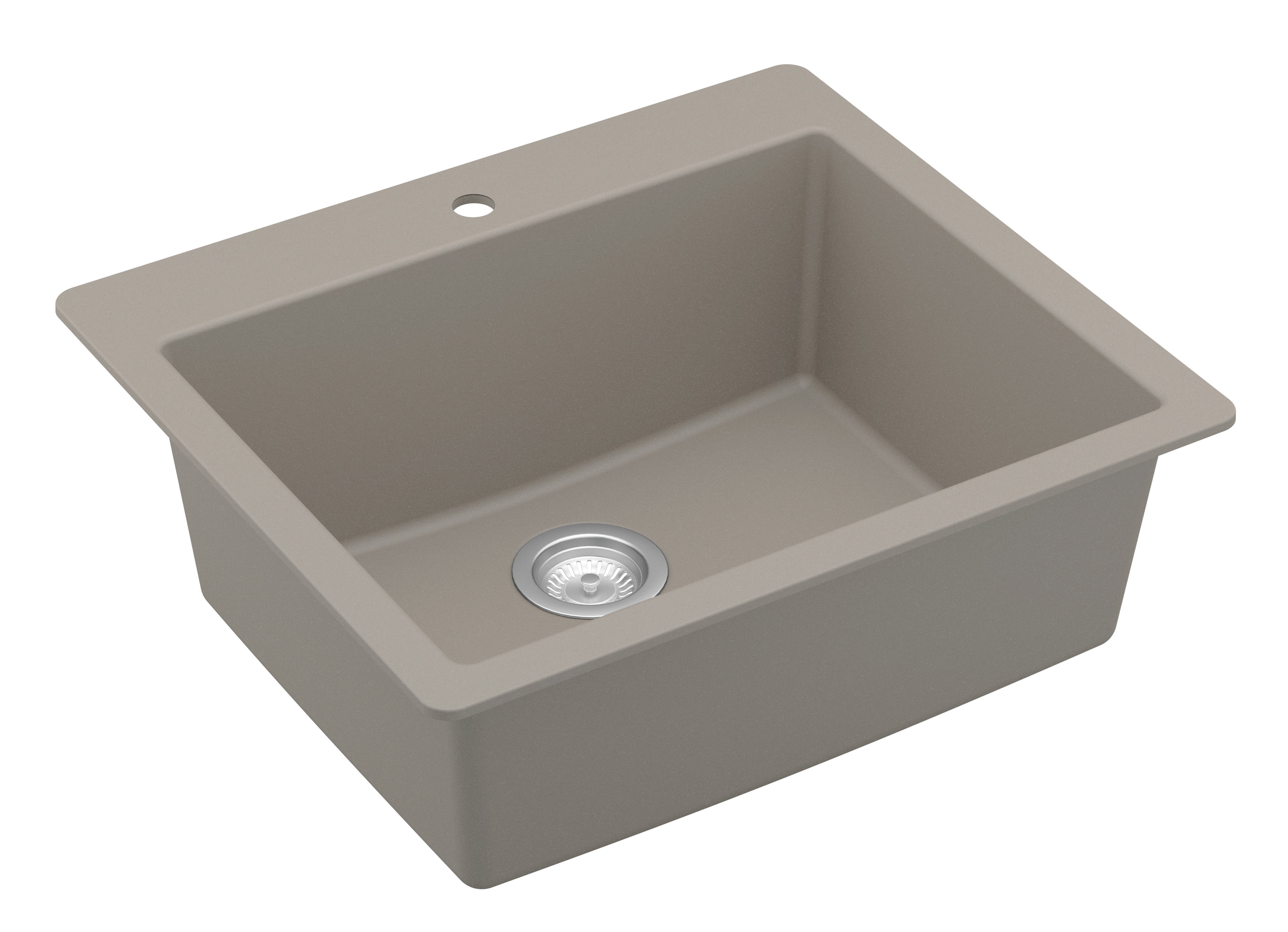 Karran 25" Drop In/Topmount Quartz Composite Kitchen Sink with Accessories, Concrete, QT-820-CN-PK1
