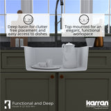 Karran 25" Drop In/Topmount Quartz Composite Kitchen Sink with Accessories, White, QT-820-WH-PK1