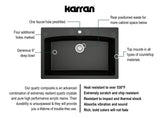 Karran 33" Drop In/Topmount Quartz Composite Kitchen Sink with Stainless Steel Faucet and Accessories, Black, QT712BL210SS