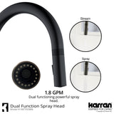 Karran 33" Drop In/Topmount Quartz Composite Kitchen Sink with Matte Black Faucet and Accessories, QT812BLKKF350MB