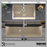Karran 33" Drop In/Topmount Quartz Composite Workstation Kitchen Sink with Accessories, Bisque, QTWS-875-BI