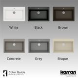 Karran 33" Drop In/Topmount Quartz Composite Workstation Kitchen Sink with Accessories, Grey, QTWS-875-GR