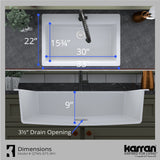 Karran 33" Drop In/Topmount Quartz Composite Workstation Kitchen Sink with Accessories, White, QTWS-875-WH