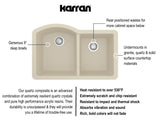 Karran 32" Undermount Quartz Composite Kitchen Sink, 60/40 Double Bowl, Bisque, QU-610-BI