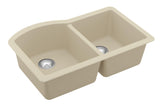 Karran 32" Undermount Quartz Composite Kitchen Sink, 60/40 Double Bowl, Bisque, QU-610-BI-PK1 - The Sink Boutique