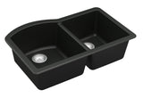 Karran 32" Undermount Quartz Composite Kitchen Sink, 60/40 Double Bowl, Black, QU-610-BL