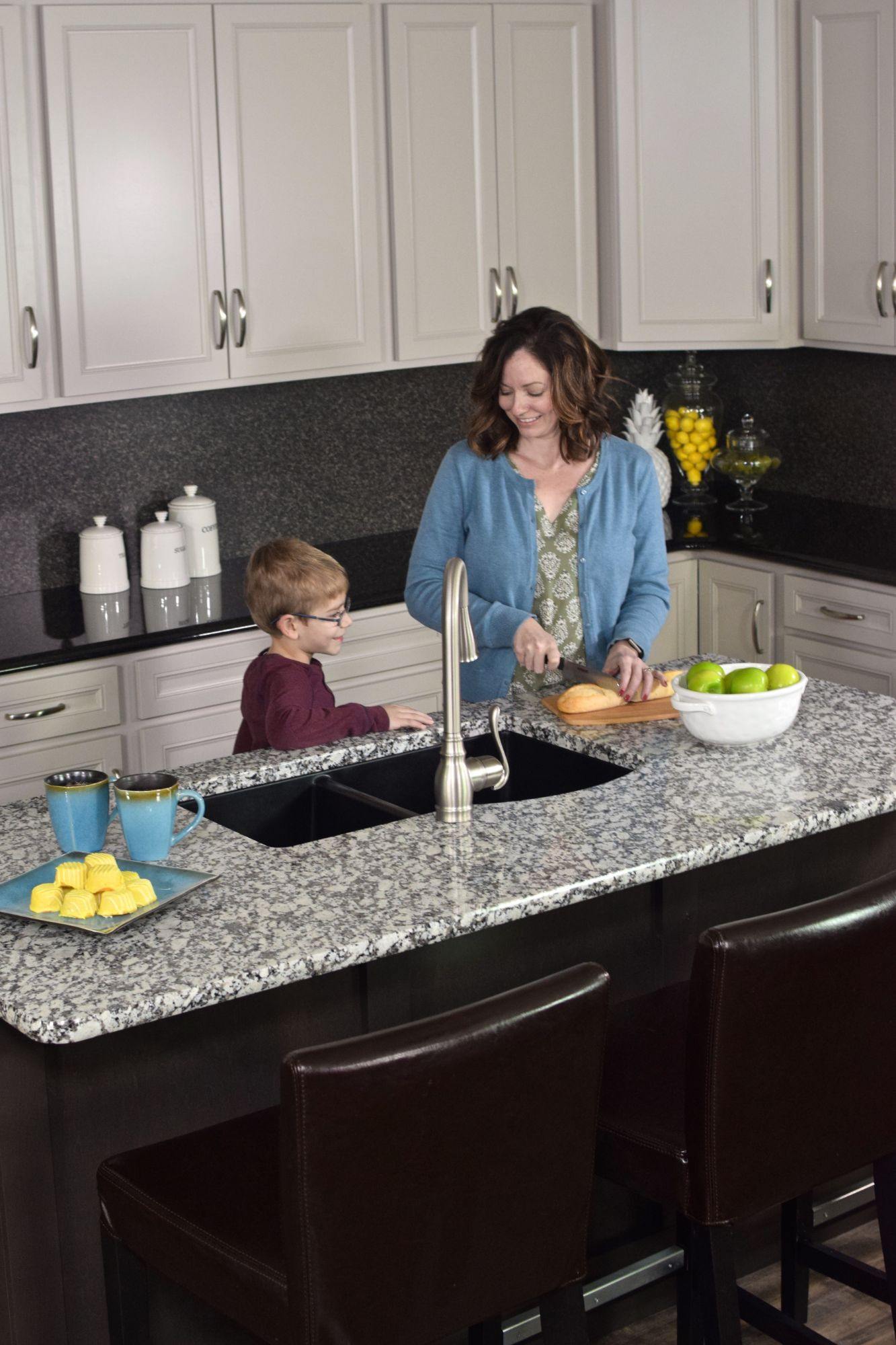 Karran 32" Undermount Quartz Composite Kitchen Sink, 60/40 Double Bowl, Black, QU-610-BL-PK1