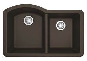 Alternate Image for Karran 32" Undermount Quartz Composite Kitchen Sink, 60/40 Double Bowl, Brown, QU-610-BR