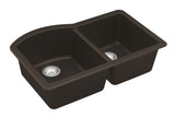 Karran 32" Undermount Quartz Composite Kitchen Sink, 60/40 Double Bowl, Brown, QU-610-BR-PK1