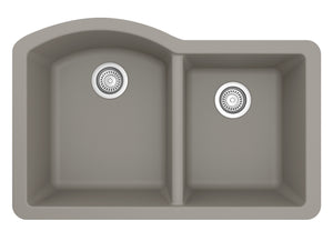 Alternate Image for Karran 32" Undermount Quartz Composite Kitchen Sink, 60/40 Double Bowl, Concrete, QU-610-CN
